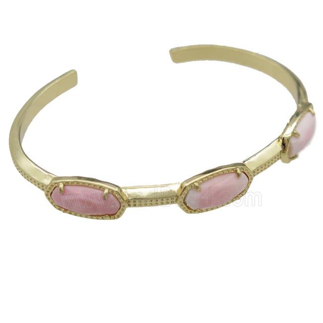 copper bangle with Queen Shell, resizable, gold plated