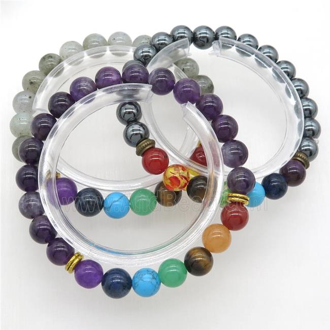 Chakra Bracelets with gemstone, mixed, stretchy