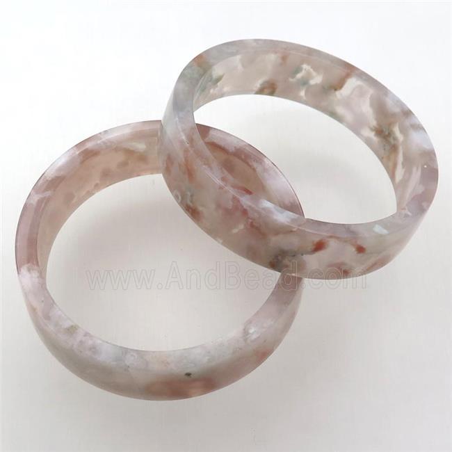 natural cherry blossom agate bangle