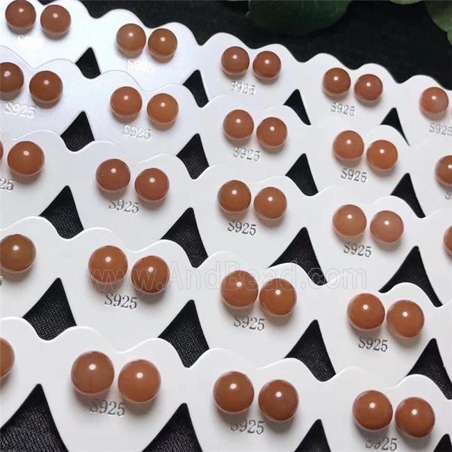 925 sterling silver stud Earrings with Carnelian Agate