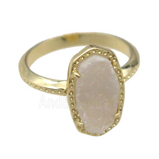 druzy agate ring, copper, gold plated