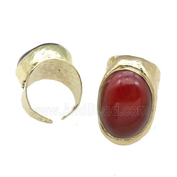 Copper Ring With Carnelian Gold Plated