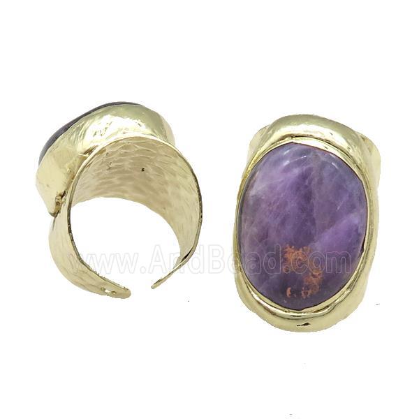 Copper Ring With Amethyst Gold Plated