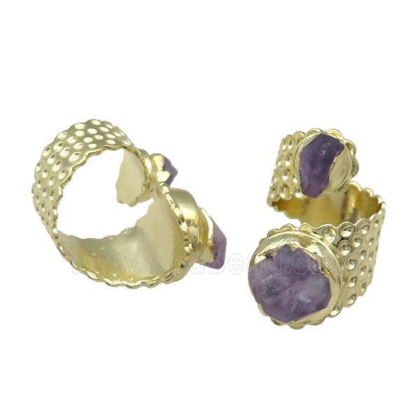 Copper Ring With Amethyst Gold Plated