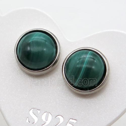 Sterling Silver Stud Earring with malachite