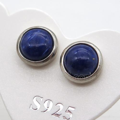 925 Sterling Silver Stud Earring with Lapis Lazuli
