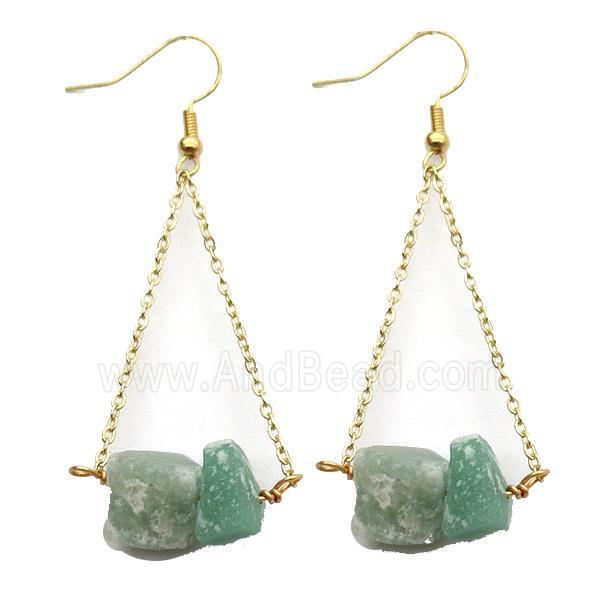 Green Aventurine Hook Earring Gold Plated