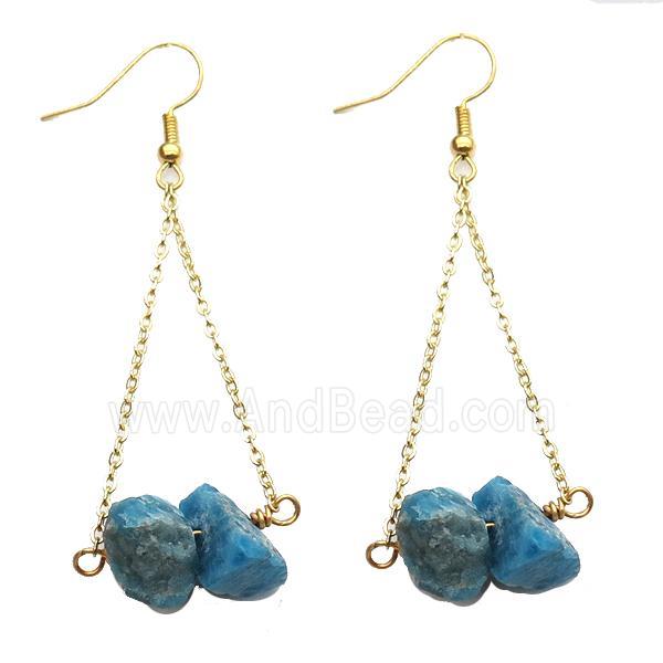 Blue Apatite Hook Earring Gold Plated