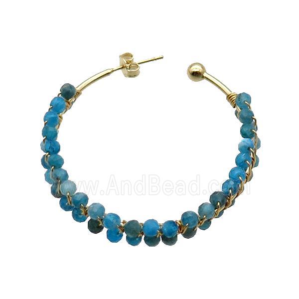 Blue Apatite Copper Stud Earring Gold Plated