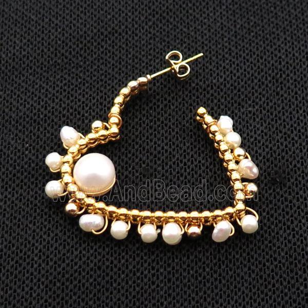 Pearl Copper Stud Earring Gold Plated