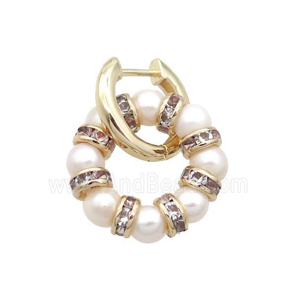 White Pearl Copper Latchback Earring Gold Plated