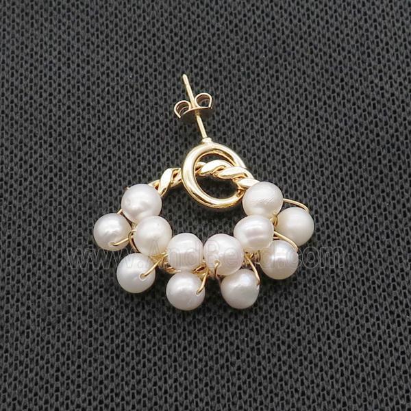 White Pearl Copper Stud Earring Gold Plated