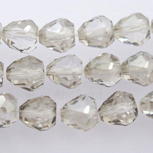 Chinese Crystal Glass Beads, faceted teardrop, smoky