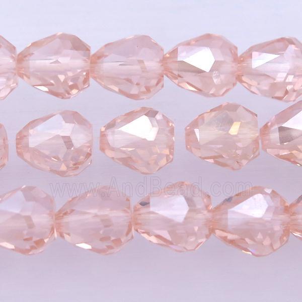 Chinese Crystal Glass Beads, faceted teardrop, pink