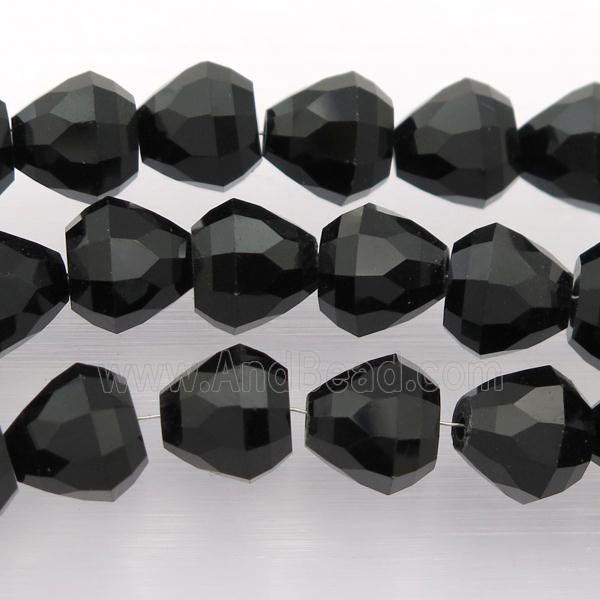 Chinese Crystal Glass Beads, faceted teardrop, BLACK