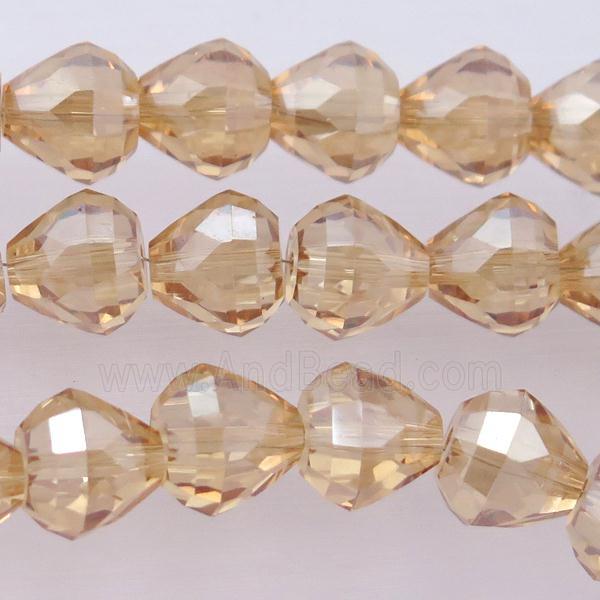 Chinese Crystal Glass Beads, faceted teardrop, champagne