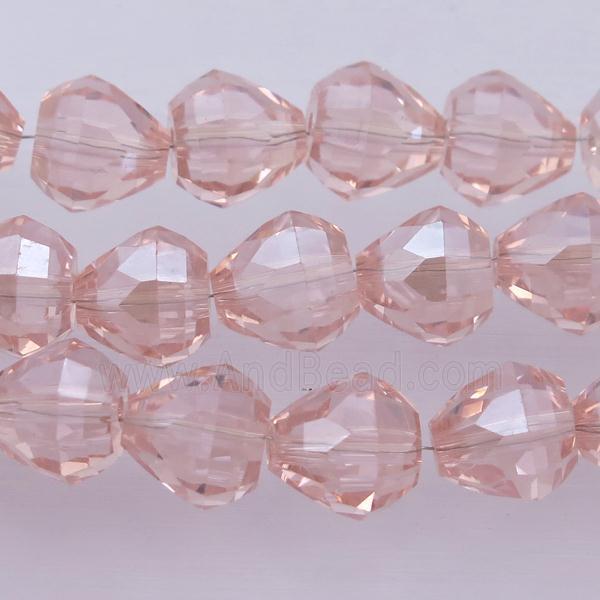 Chinese Crystal Glass Beads, faceted teardrop, pink