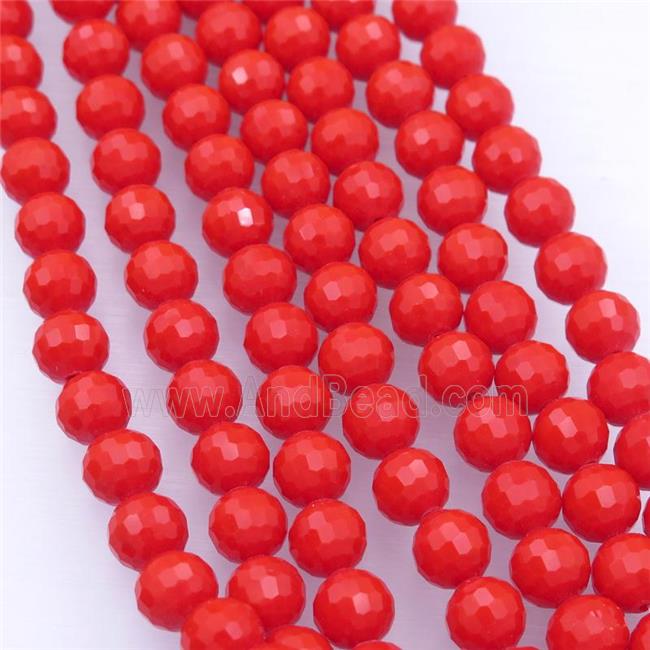 red Chinese Crystal Glass Beads, faceted round