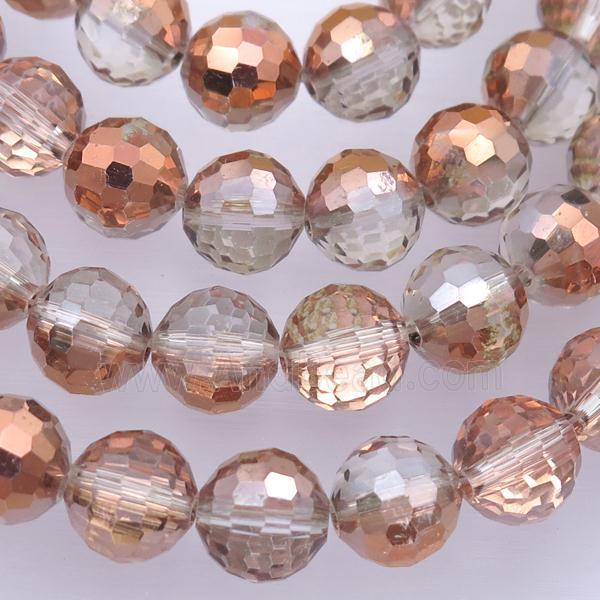 Chinese Crystal Glass Beads, faceted round, half red