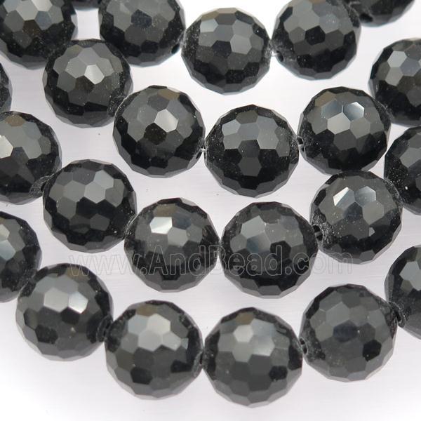 black Chinese Crystal Glass Beads, faceted round