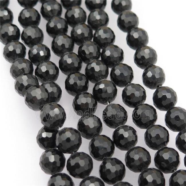 black Chinese Crystal Glass Beads, faceted round