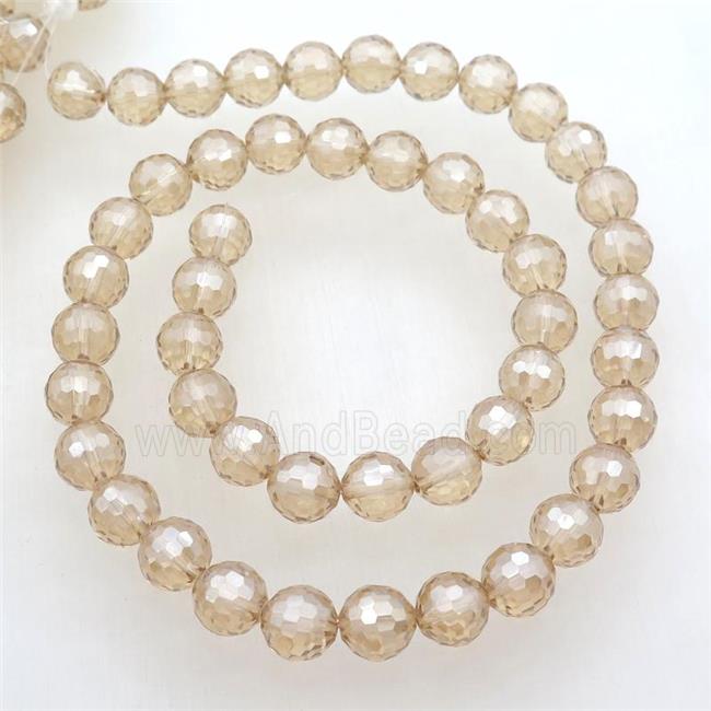 Chinese Crystal Glass Beads, champagne, faceted round