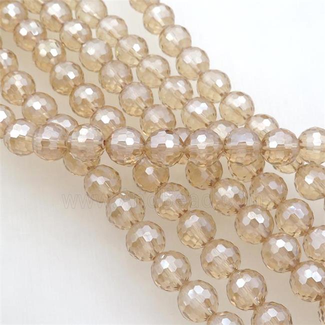Chinese Crystal Glass Beads, champagne, faceted round