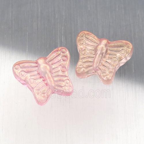 pink crystal glass butterfly beads