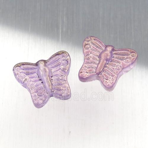 purple crystal glass butterfly beads