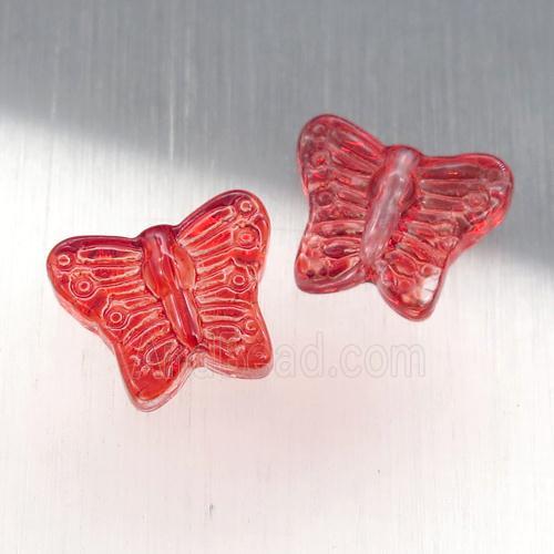 red crystal glass butterfly beads