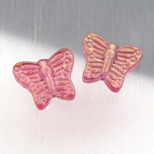 red crystal glass butterfly beads, electroplated
