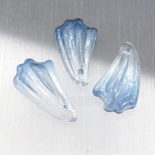 blue crystal glass petal beads