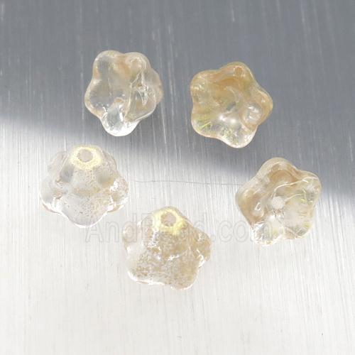 crystal glass flower beads, yellow