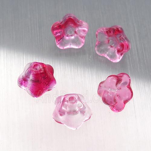 crystal glass flower beads, hotpink