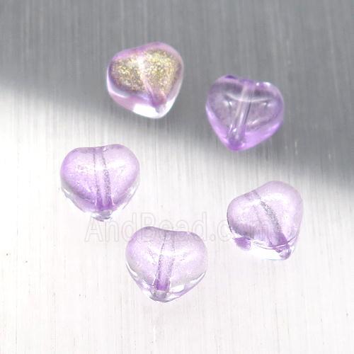 purple crystal glass heart beads