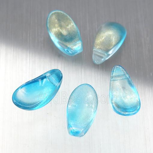 teal crystal glass petal beads