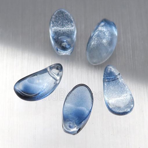 seablue crystal glass petal beads