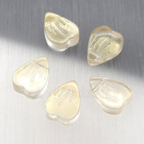 crystal glass heart beads, yellow