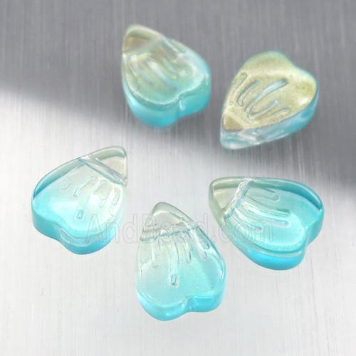 teal crystal glass heart beads