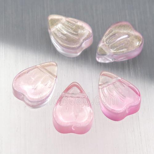 pink crystal glass heart beads