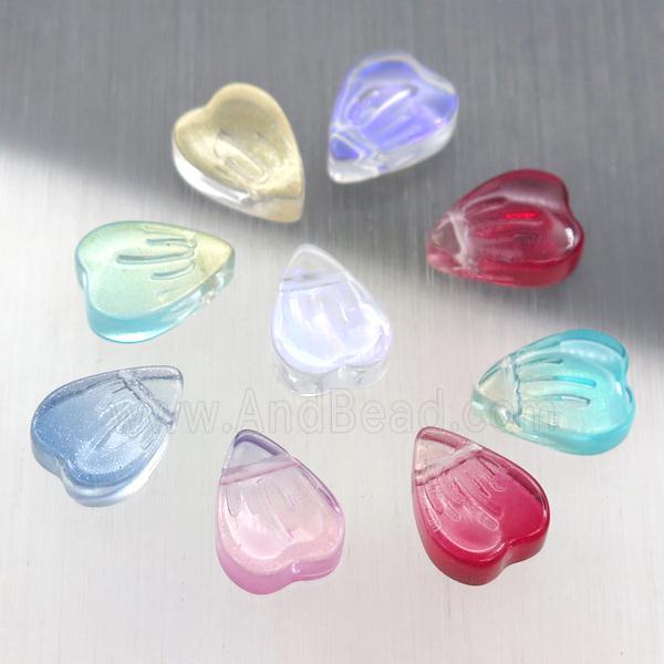 crystal glass heart beads, mixed color