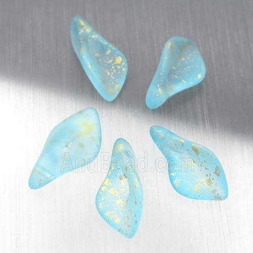 blue crystal glass leaf beads