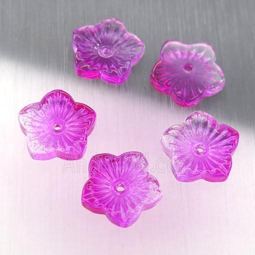 dp.hotpink crystal glass flower beads
