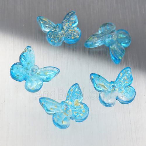 teal crystal glass butterfly beads