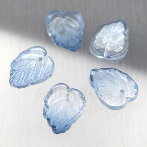 blue crystal glass leaf beads