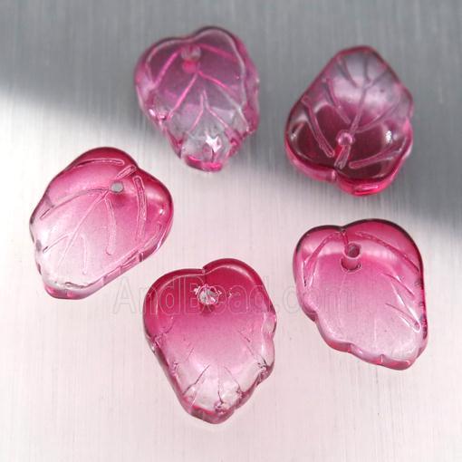 red crystal glass leaf beads