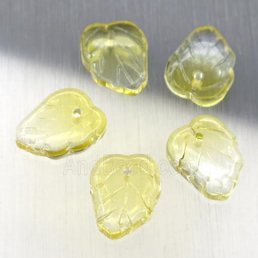 yellow crystal glass leaf beads