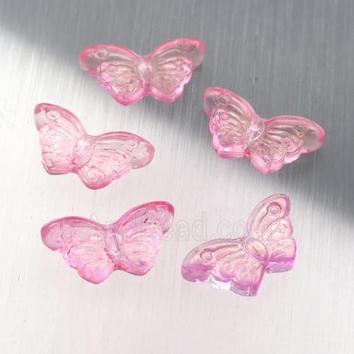 pink crystal glass butterfly beads
