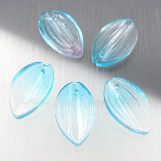 teal crystal glass petal beads