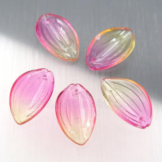 pink crystal glass petal beads